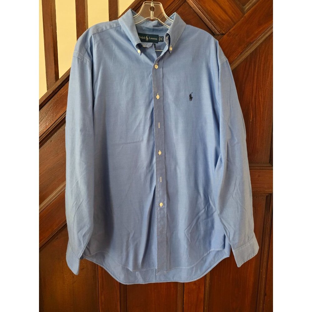 Ralph Lauren Yarmouth Blue Button-Down Shirt Size 16 34/35 Mens Dress Shirt